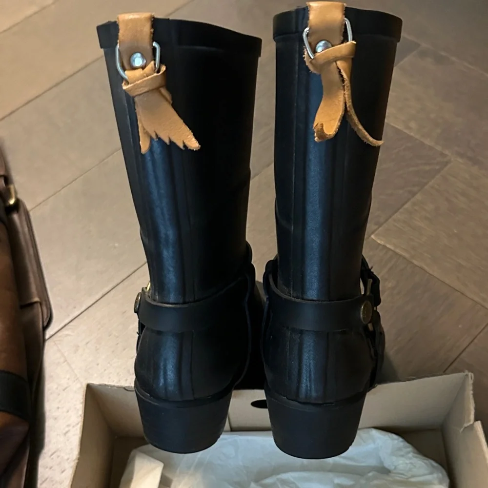 Aigle Black Rubber Harness Rain Boots